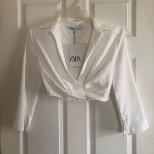 Zara Elegant White Wrap Blouse 👚 Size S
